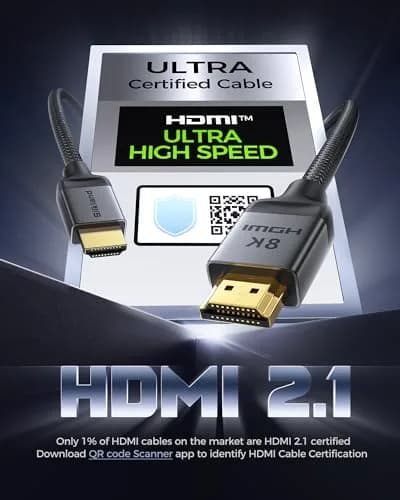 Silkland HDMI 2.1 Cable 1.5FT | 48Gbps 8K/10K Support, Braided Durability, Gaming & Home Theater thumbnail 2