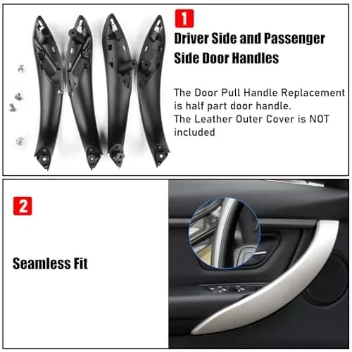 Jaronx BMW Door Handle Replacement 4PCS | Upgraded ABS & Leather, Fit 3 Series F30/F31/F80 M3 (4.24 in x 3.94 in) thumbnail 5