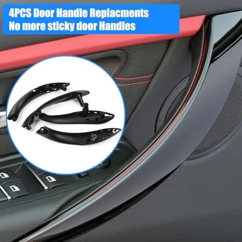 Jaronx BMW Door Handle Replacement 4PCS | Upgraded ABS & Leather, Fit 3 Series F30/F31/F80 M3 (4.24 in x 3.94 in) thumbnail 6