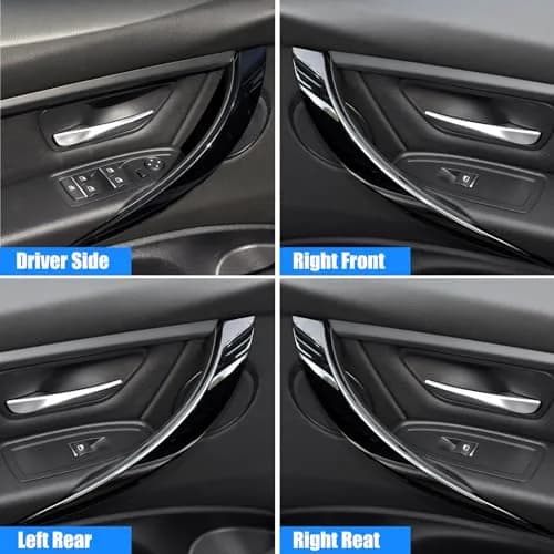 Jaronx BMW Door Handle Replacement 4PCS | Upgraded ABS & Leather, Fit 3 Series F30/F31/F80 M3 (4.24 in x 3.94 in) thumbnail 2