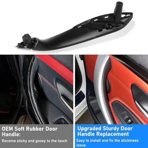 Jaronx BMW Door Handle Replacement 4PCS | Upgraded ABS & Leather, Fit 3 Series F30/F31/F80 M3 (4.24 in x 3.94 in) thumbnail 3