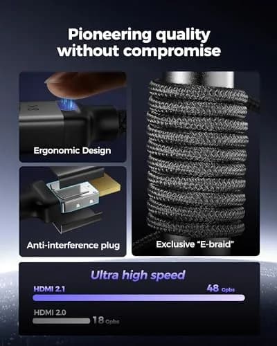 Silkland HDMI 2.1 eARC/ARC Cable 3.3FT | Ultra High Speed 48Gbps, Certified, Braided thumbnail 6
