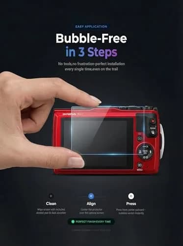 iDaPro Screen Protector + Lens Protector for Olympus TG-7/TG-6/TG-5 | 9H Hardness, HD Clarity, Easy Install thumbnail 5