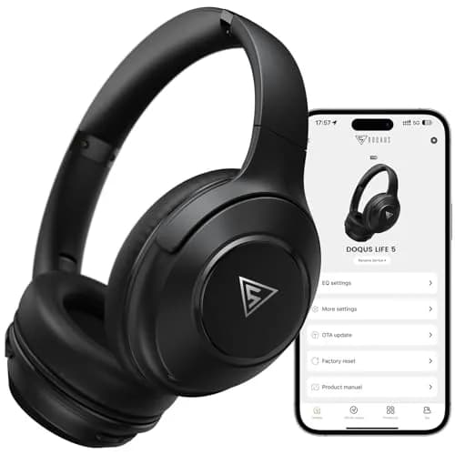 DOQAUS LIFE 5 Over-Ear Bluetooth Headphones with App Control & 9 EQ Modes | 70-Hour Battery, Black thumbnail 1