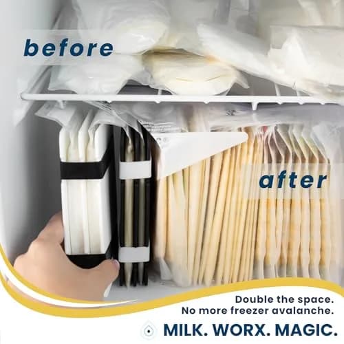 MilkWorx Freeze It Flat Breastmilk Freezer Organizer White 16.2 cm (6.38 in) | Patented USA-Made Design for Double Freezer Space thumbnail 2