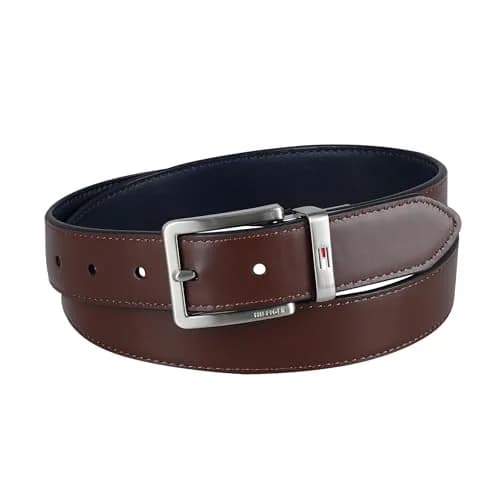 Tommy Hilfiger Men's 32MM Basic Dress Reversible Belt - Dark Brown/Black thumbnail 3