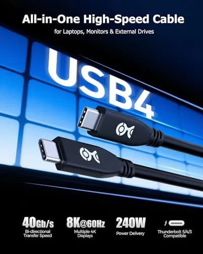 Cable Matters 40Gbps USB4 Cable, Thunderbolt 4/5 Compatible, 2m (6.6ft) | High-Speed Data Transfer & 8K Video thumbnail 2