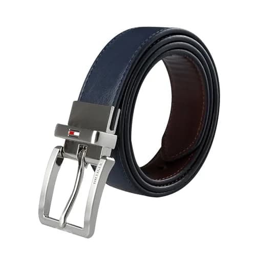 Tommy Hilfiger Men's 32MM Basic Dress Reversible Belt, Dark Brown/Black Leather & PU Blend thumbnail 1
