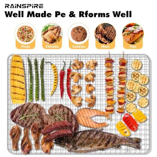 Rainspire 304 Stainless Steel Cooling Racks 21cm x 30cm (8.5"x12") 2-Pack | Rust-Resistant Oven-Safe Wire Racks for Baking & Roasting thumbnail 6