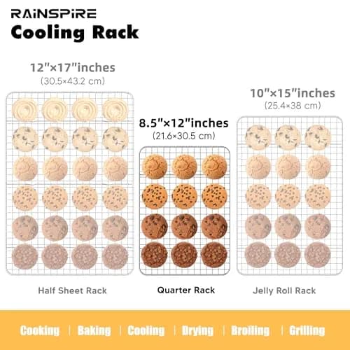 Rainspire 304 Stainless Steel Cooling Racks 21cm x 30cm (8.5"x12") 2-Pack | Rust-Resistant Oven-Safe Wire Racks for Baking & Roasting thumbnail 2