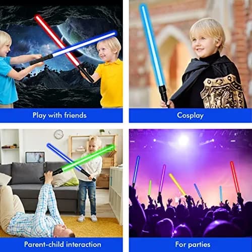 Kenpora Light Sabers for Kids | Extendable, Motion Sensitive FX Sound, Safe Plastic, 16.9-31.9 inches thumbnail 3