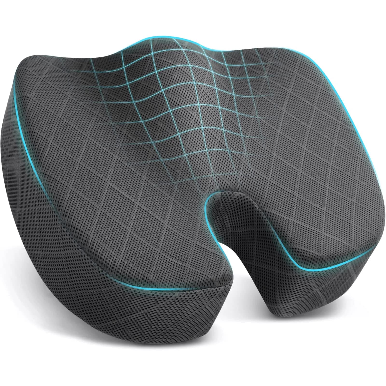 TushGuard Grey XX-Large Seat Cushion | Ergonomic Memory Foam for Office Chair & Car Seat - main product image