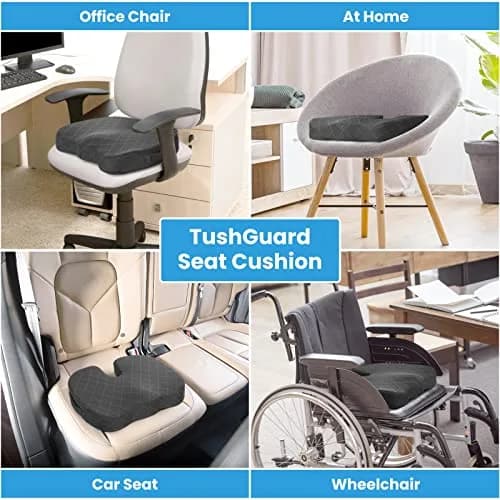 TushGuard Grey XX-Large Seat Cushion | Ergonomic Memory Foam for Office Chair & Car Seat thumbnail 5
