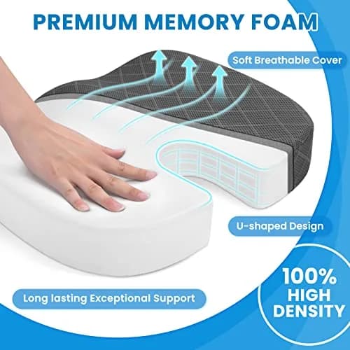 TushGuard Grey XX-Large Seat Cushion | Ergonomic Memory Foam for Office Chair & Car Seat thumbnail 3