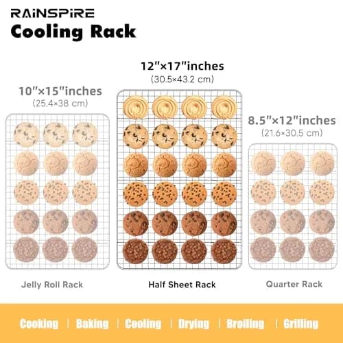 Rainspire Stainless Steel Cooling Rack 12"x17" (30cm x 43cm) | Oven Safe, Dishwasher Safe, Rust-Resistant thumbnail 2