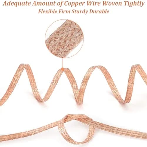 BENECREAT 6mm Copper Braided Wire 8.75 Yards (25.4 mm / 1mm Thick) | Ground Strap for Noise Reduction thumbnail 5