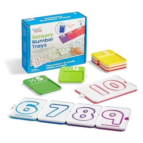 hand2mind Sensory Number Trays, Learning Numbers for Kids, Ages 3+ | Multicolor, Textured & Stackable thumbnail 1