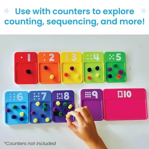 hand2mind Sensory Number Trays, Learning Numbers for Kids, Ages 3+ | Multicolor, Textured & Stackable thumbnail 4
