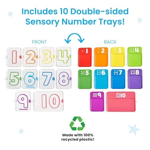 hand2mind Sensory Number Trays, Learning Numbers for Kids, Ages 3+ | Multicolor, Textured & Stackable thumbnail 2
