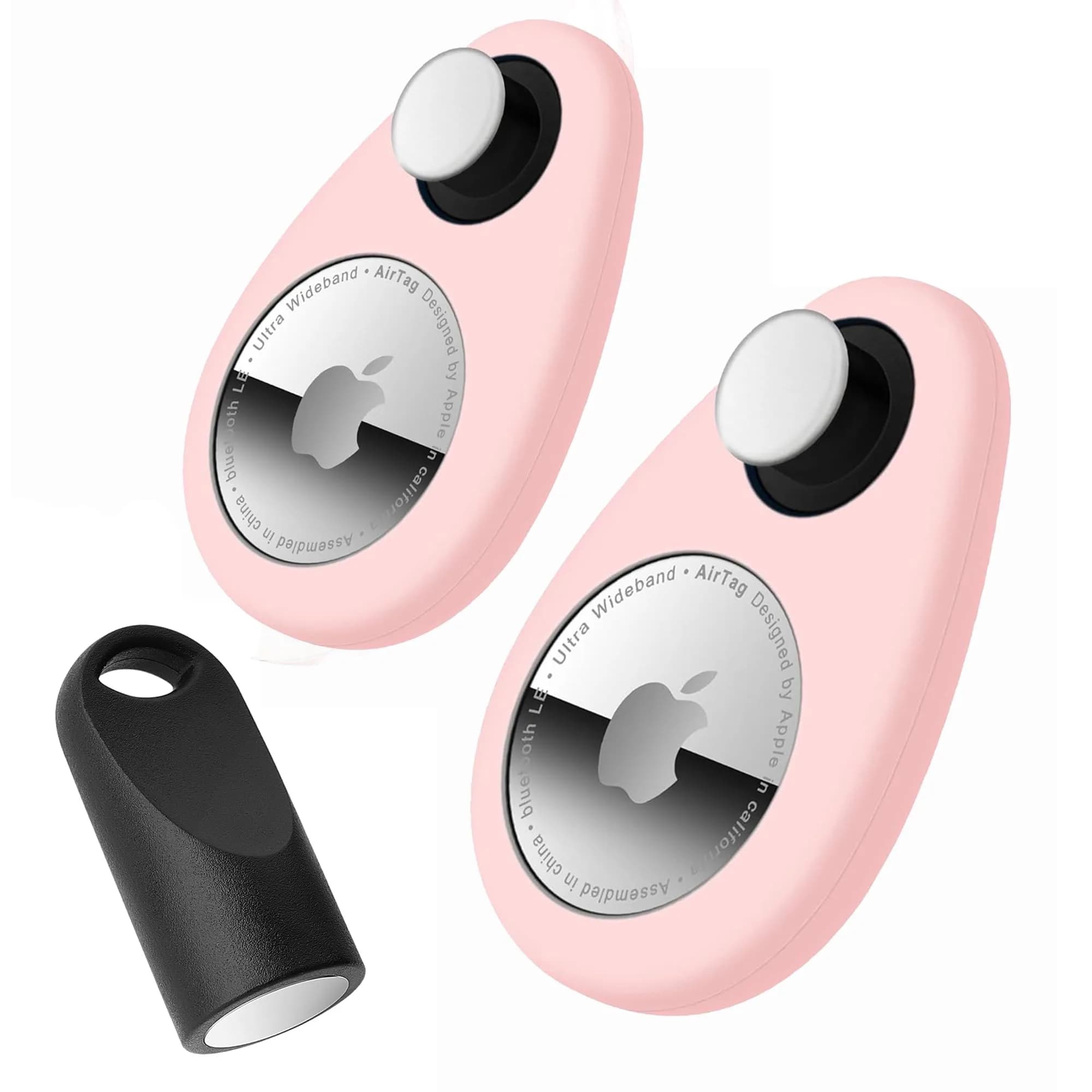 zonsiton Airtag Holder for Kids, Baby, Toddler, Child Hidden 2 Pack GPS Tracker Case with Safety Pins | Soft Silicone GPS Tracker Case — Pink+Pink