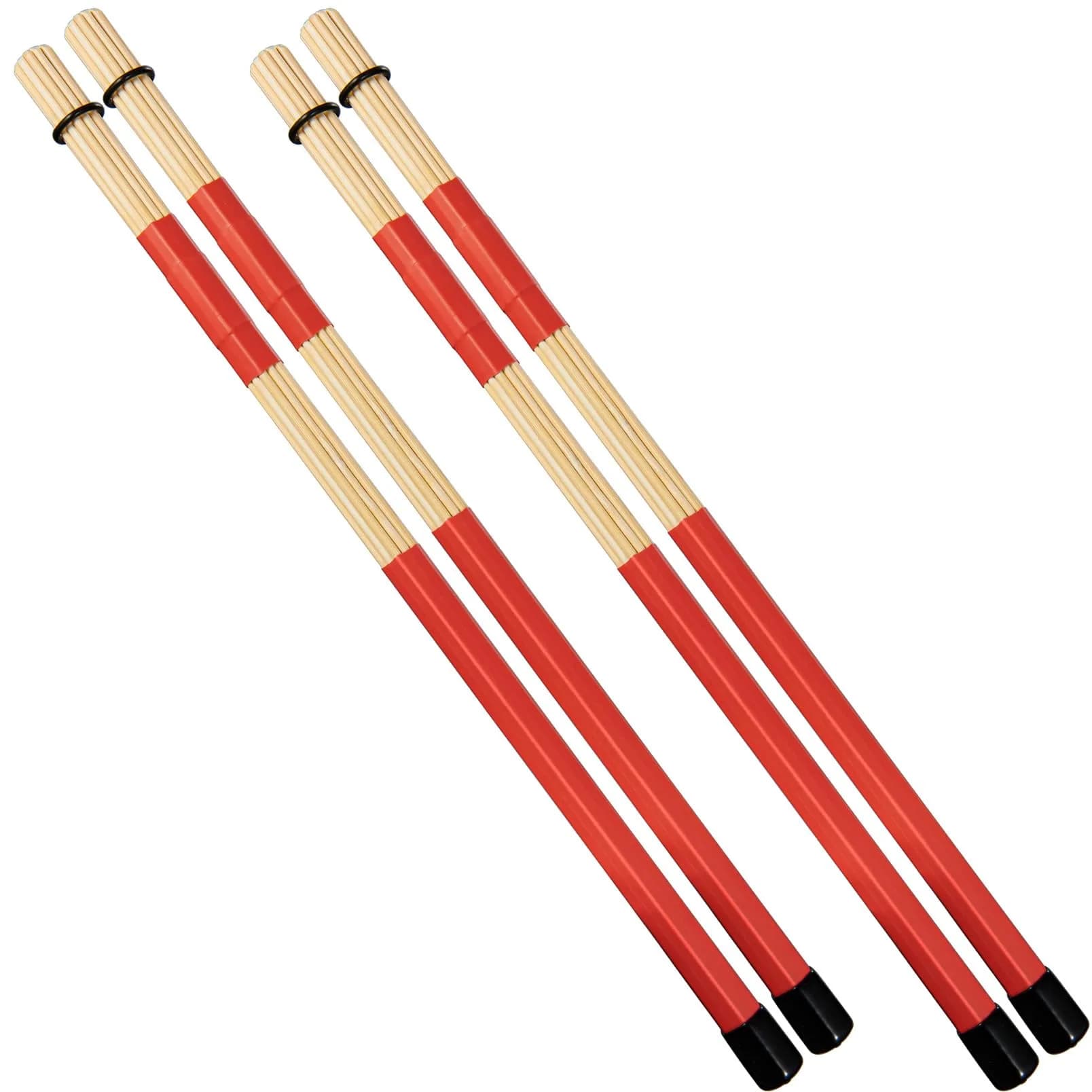 LALAOKS Bamboo Drumsticks for Jazz Folk Music, Black | 1 Pair — Red / 2Pair