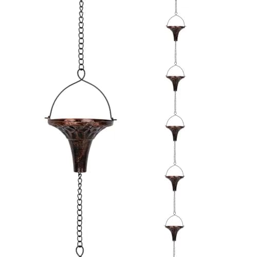 giole 12ft Metal Rain Chain with 12 Funnel Cups | Decorative Downspout Alternative for Homes thumbnail 1