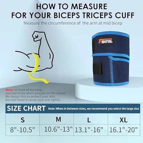 FEATOL Bicep Tendonitis Brace Upper Arm Compression Sleeve Support Bands | All-Day Comfort & Pain Relief thumbnail 4