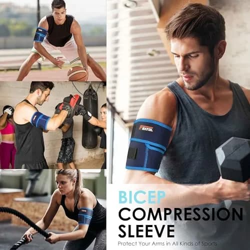 FEATOL Bicep Tendonitis Brace Upper Arm Compression Sleeve Support Bands | All-Day Comfort & Pain Relief thumbnail 6