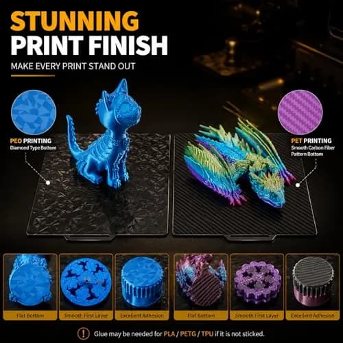 RETUXEP PEO PET 3D Printer Build Plate 257x257mm | Diamond+Carbon Fiber Spring Steel Sheet for Bambu Lab Printers thumbnail 5