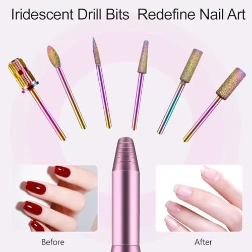Melodly Electric Nail Drill Kit, Portable USB Efile Set with Iridescent Bits & Sanding Bands, Pink | 20000 RPM thumbnail 8
