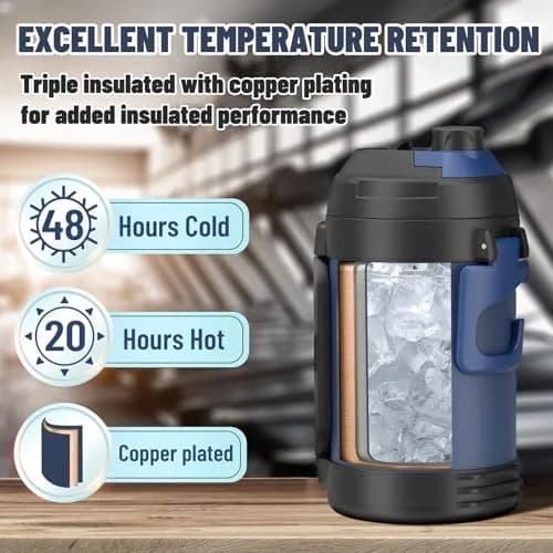 Zukro 1 Gallon Insulated Stainless Steel Water Jug 3.78 L (128 oz) | Keeps Drinks Cold 48 Hrs thumbnail 2