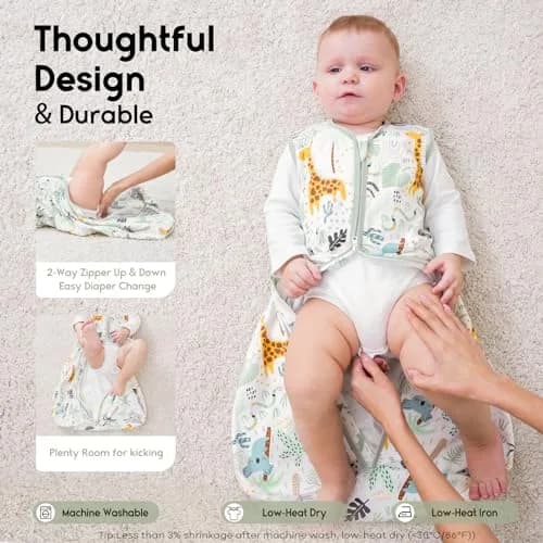 Yoofoss Baby Sleep Sack 0-6 Months 0.5 TOG | Organic Cotton Baby Wearable Blanket thumbnail 3