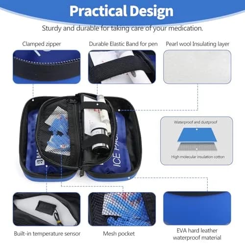 HIMDUZE Insulin Cooler Travel Case 21.1cm x 14.1cm x 8.7cm (8.3"x4.7"x3.4") | TSA Approved for Travel thumbnail 2