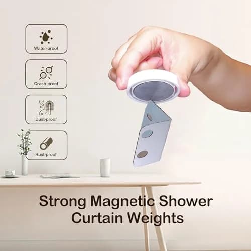 EMLTHORY White Shower Curtain Weights 6 pcs | Magnetic Heavy Duty Curtain Bottom thumbnail 6