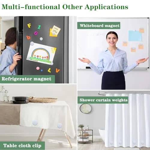 EMLTHORY White Shower Curtain Weights 6 pcs | Magnetic Heavy Duty Curtain Bottom thumbnail 4