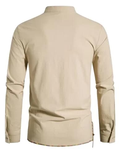 JEMITOP Men's Vintage Renaissance Costume Shirt Long Sleeve Lace Up M | Breathable Cotton for Cosplay & Halloween thumbnail 3