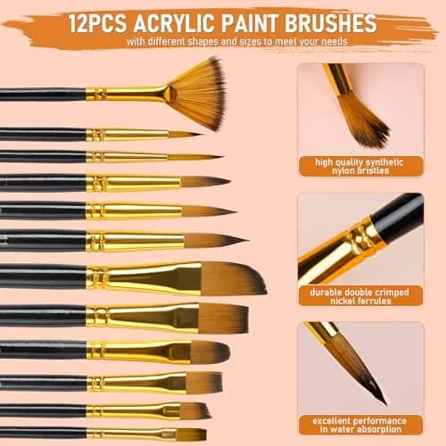 Nicpro 68PCS Acrylic Paint Canvas Set for Adults with 24 Paints | Complete Art Kit for Beginners thumbnail 6