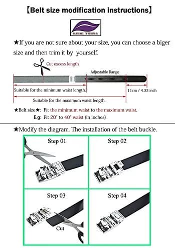 Dubulle Mens Ratchet Belt Leather Designer Black Slide Buckle Dress Belts | Adjustable, Genuine Leather, Gift Box thumbnail 7