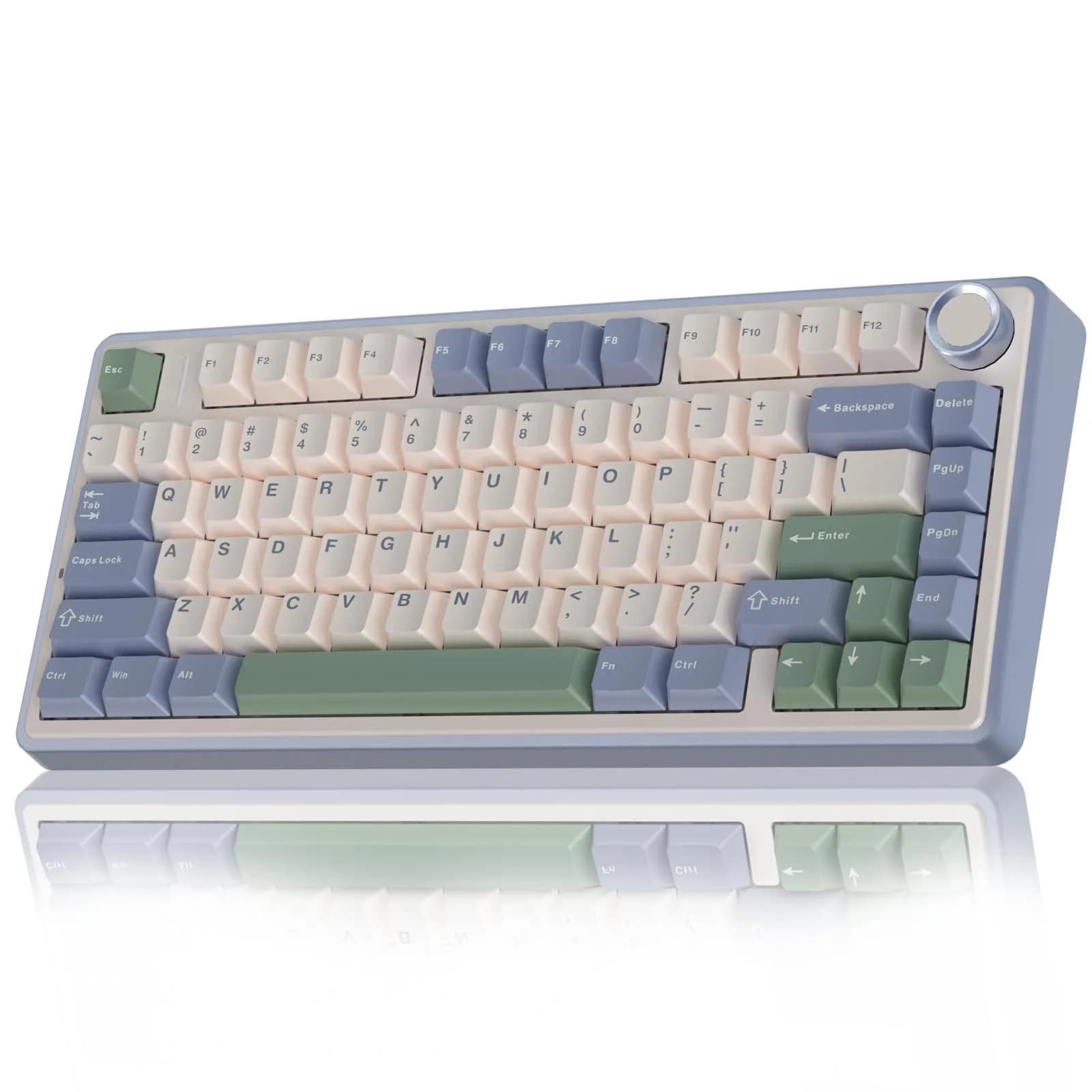 AULA F75 75% Wireless Mechanical Keyboard, Hot-Swappable Creamy Switches, RGB Backlit, 2.4GHz/Type-C/BT5.0 (White & Green)