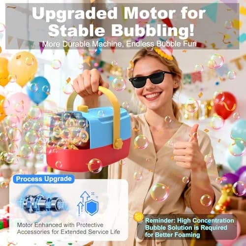 Zerhunt Automatic Bubble Machine Blower 18000+ Bubbles/Min | 24.89 cm (9.8 in) x 14.71 cm (5.8 in) x 13.31 cm (5.2 in) thumbnail 3