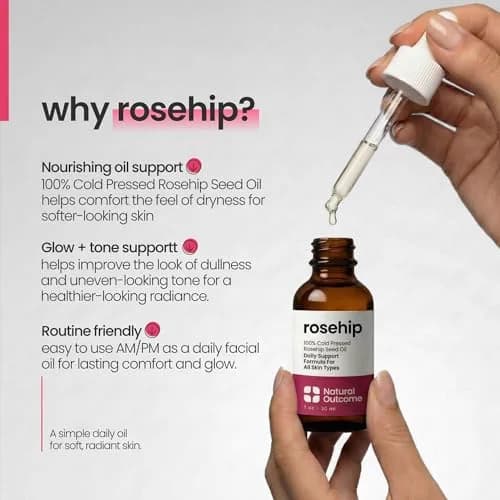 natural outcome Rosehip Oil 1 oz | Pure, Cold-Pressed Face Oil for Hydration & Anti-Aging thumbnail 6
