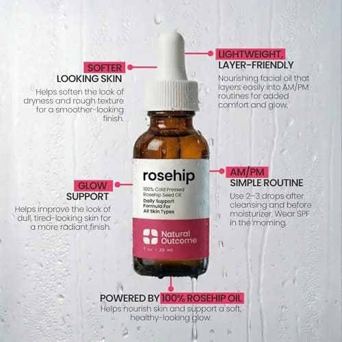natural outcome Rosehip Oil 1 oz | Pure, Cold-Pressed Face Oil for Hydration & Anti-Aging thumbnail 7
