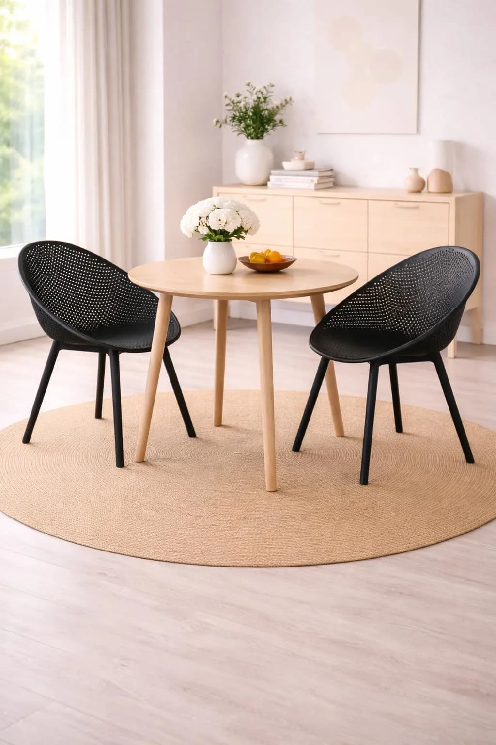2xhome Modern Patio Dining Chairs | Perforated Egg-Shaped Weather Resistant Set of 2 — Black