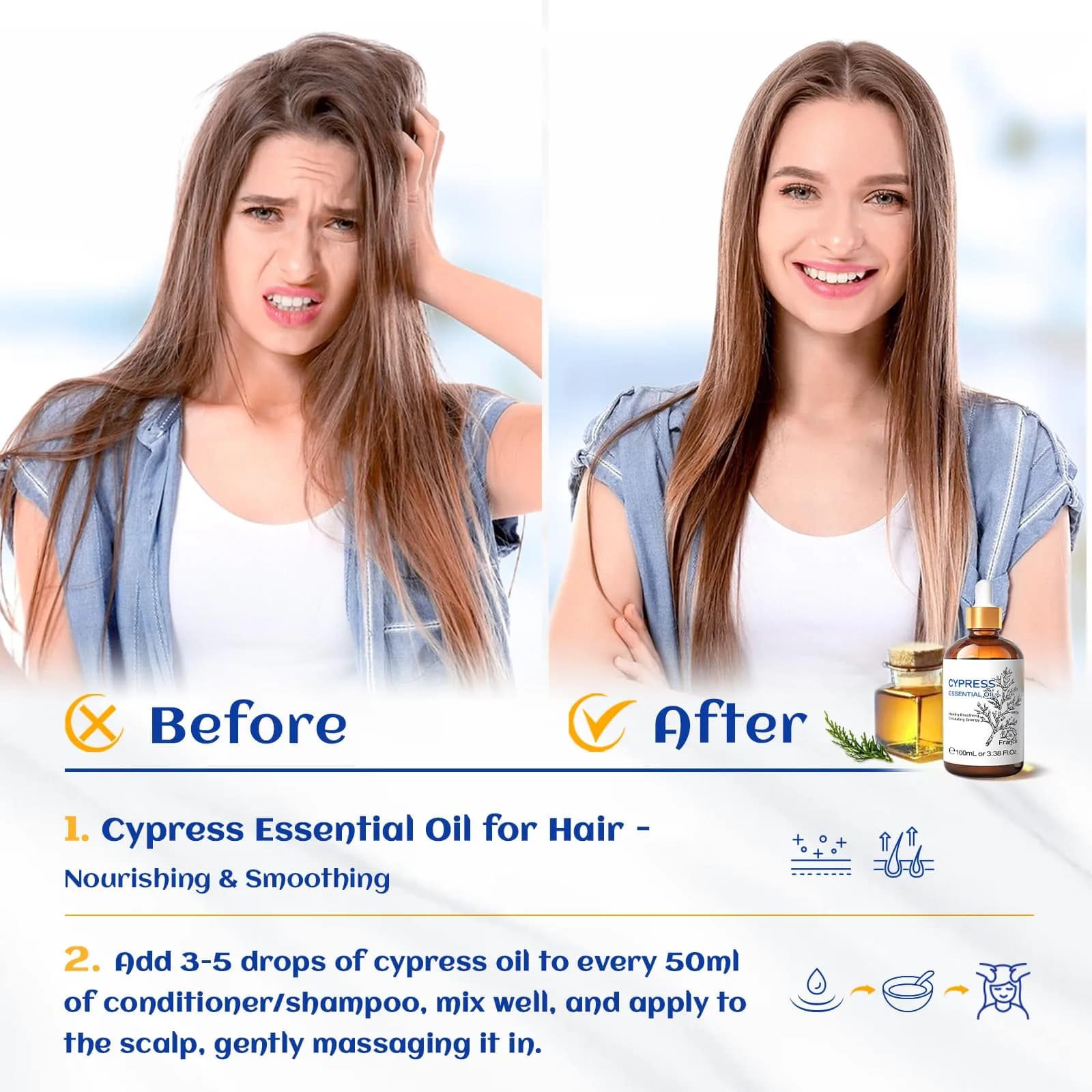 HIQILI Cypress Essential Oil (100ml / 3.38 Fl Oz) | Natural Woody Aroma for Diffusers & Skin Care thumbnail 2