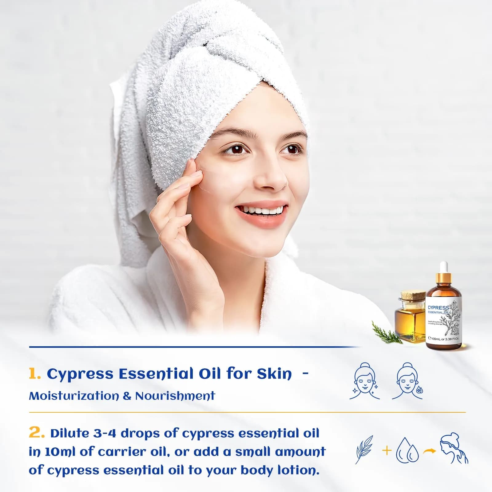 HIQILI Cypress Essential Oil (100ml / 3.38 Fl Oz) | Natural Woody Aroma for Diffusers & Skin Care thumbnail 3