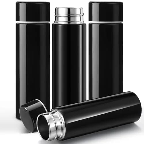 Vesici Black 4 Pack Mini Insulated Water Bottles 130ml (4.4oz) | Pocket-Sized Hydration thumbnail 1