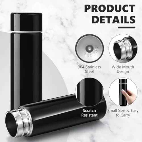 Vesici Black 4 Pack Mini Insulated Water Bottles 130ml (4.4oz) | Pocket-Sized Hydration thumbnail 3