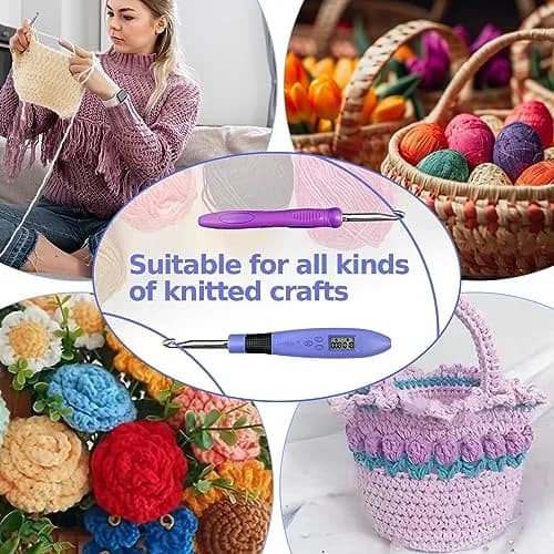 Zcvtbye Light Up Crochet Hooks Set, 18 Sizes with Digital Counters & LED Light | Ergonomic & Rechargeable thumbnail 8