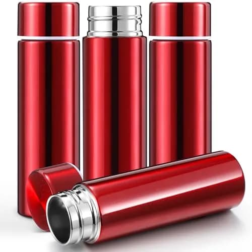 Vesici 4 Pack 4.4oz (130ml) Mini Insulated Water Bottles, Red | Pocket-Sized Hydration On-the-Go thumbnail 1