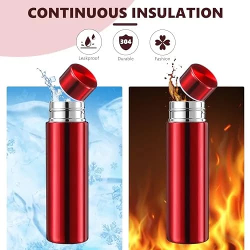 Vesici 4 Pack 4.4oz (130ml) Mini Insulated Water Bottles, Red | Pocket-Sized Hydration On-the-Go thumbnail 4